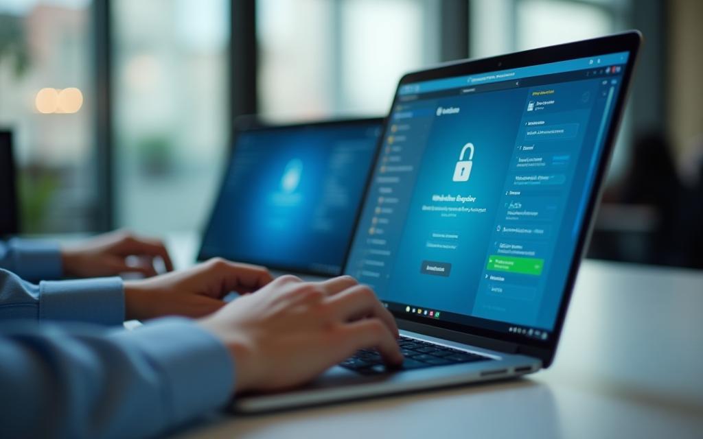 MetroBank staff using AlbionConnect on laptop